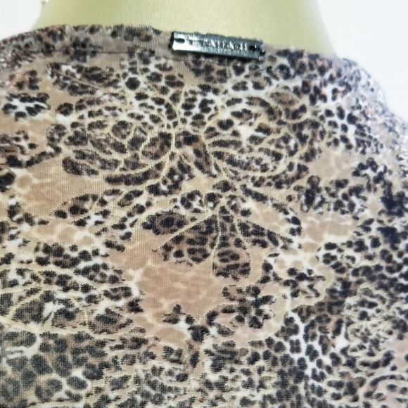 T TAHARI Animal Print Long Sleeve Knot Ruched Waist Wrap Style Velvet Dress - Picture 9 of 16